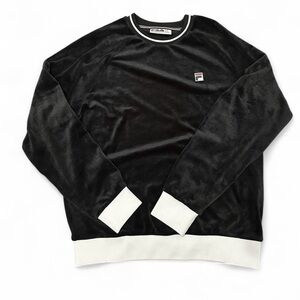 Fila Men's Black and White Crewneck Sweater Soft Velvety
